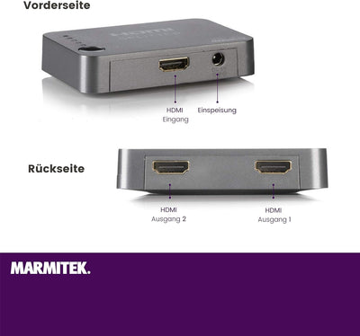 HDMI Splitter 4K60 - Marmitek Split 312 UHD - 1 Ein / 2 Aus - Ultra HD - 4K60 - HDMI Verteiler - 384