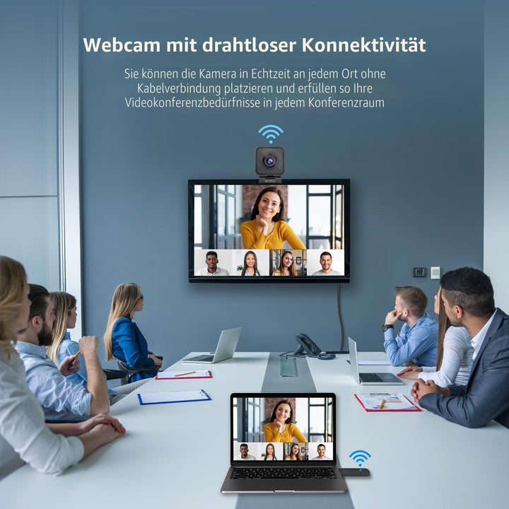 TOALLIN Kabellose Webcam für PC, 1080P Full HD Wireless Webcam, integriertes Mikrofon mit Geräuschun