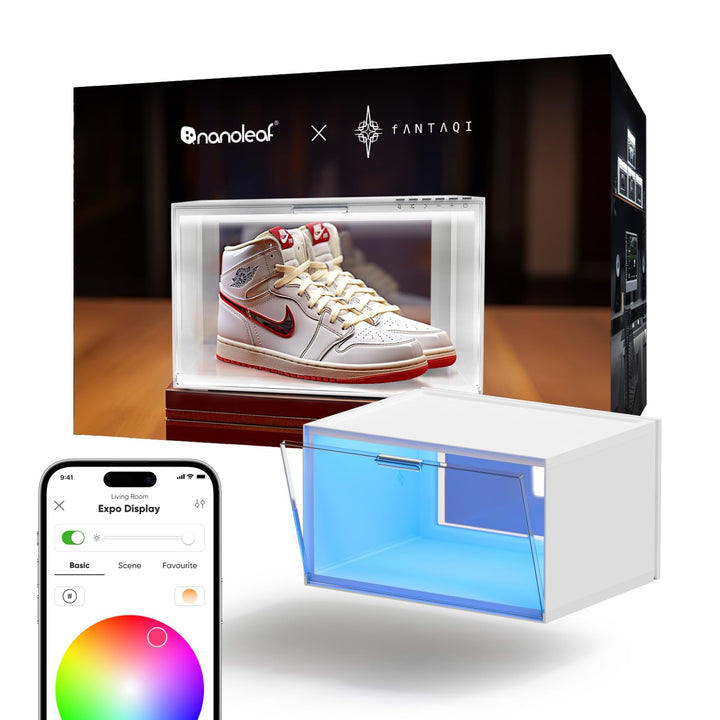 Nanoleaf Smart LED Schuhboxen Erweiterungspack, 1 Stapelbare transparente Vitrine für Figuren & Deko