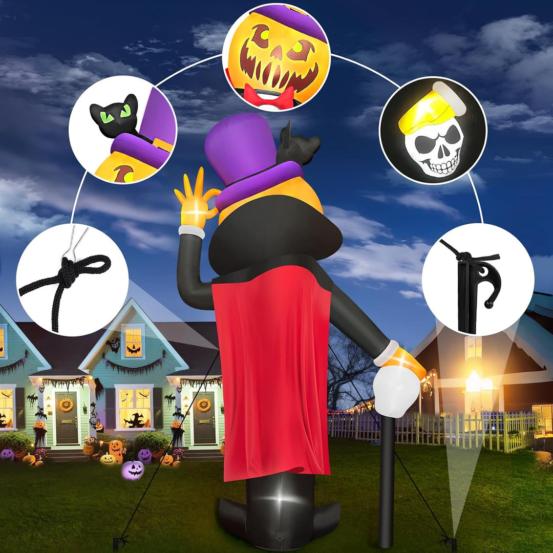 Kalolary 14FT Halloween Inflatables Aufblasbar Deko Kürbis Vampir Dekoration, mit eingebauten LEDs A