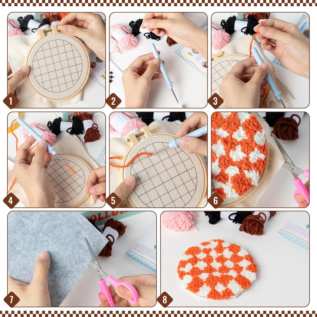 WATINC Punch Needle Untersetzer Kit DIY Handwerk Stickerei Kit für Anfänger Coaster Kunst und Handwe