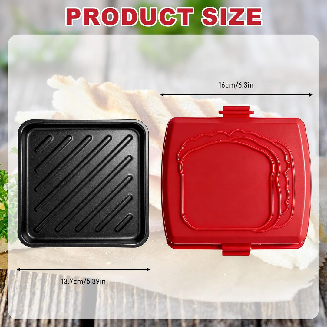 Sandwichmaker Mikrowellen, Silikon Sandwichtoaster 16 x 16 cm, Kontaktgrill Abnehmbare Platten und S