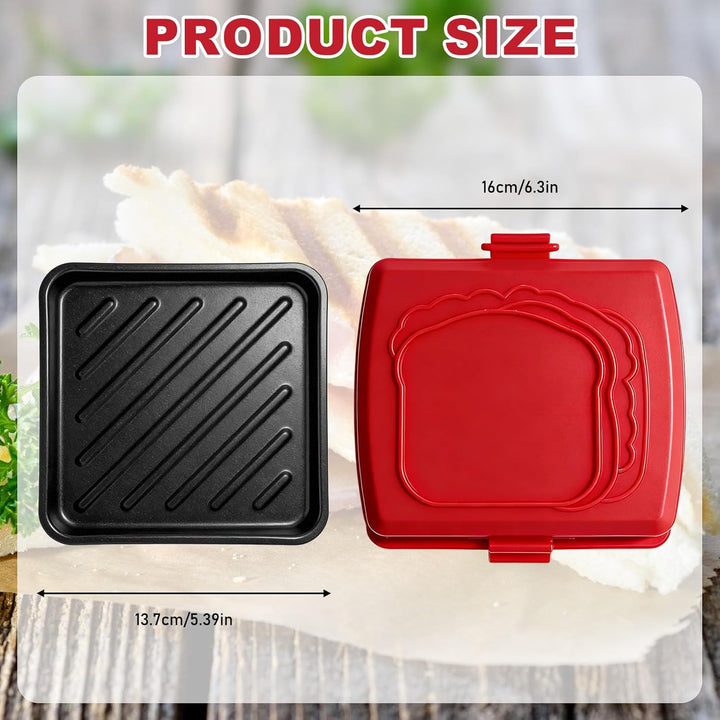 Sandwichmaker Mikrowellen, Silikon Sandwichtoaster 16 x 16 cm, Kontaktgrill Abnehmbare Platten und S