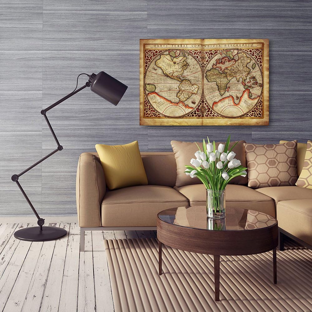 Feeby Frames, Leinwandbild, Bilder, Wand Bild, Wandbilder, Kunstdruck 70x100cm, WELTKARTE, GLOBUS, W