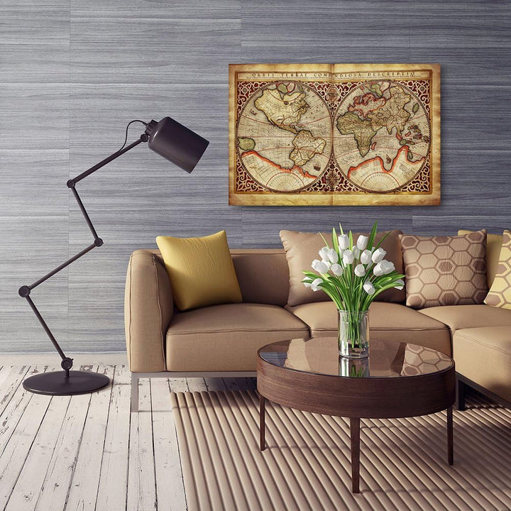 Feeby Frames, Leinwandbild, Bilder, Wand Bild, Wandbilder, Kunstdruck 70x100cm, WELTKARTE, GLOBUS, W
