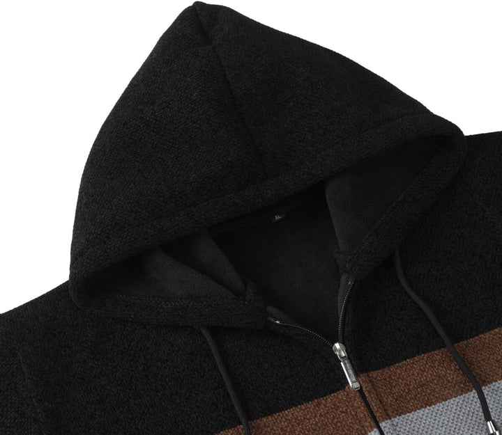 YOUTHUP Herren Strickjacke mit Kapuze Fleece Gefüttert Winter Cardigan Strick Fleecejacke Reissversc