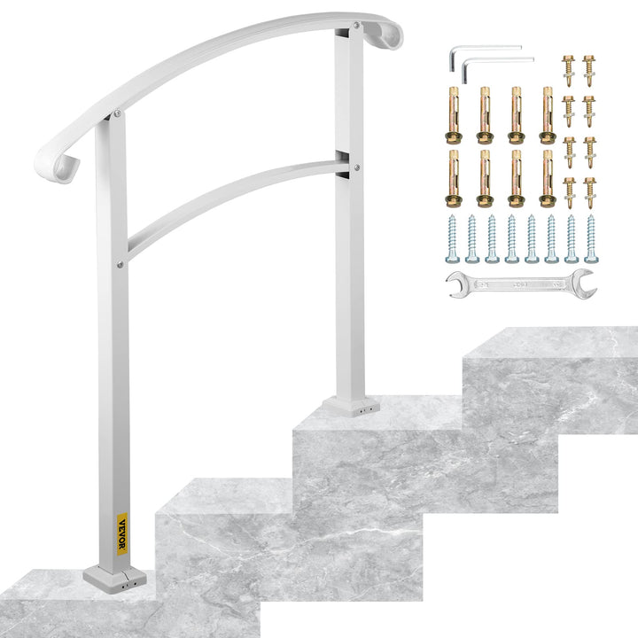 Happybuy 3-stufiger Handlauf passend für 1 oder 3 Stufen Mattschwarz Treppenschiene Handlauf Handlau
