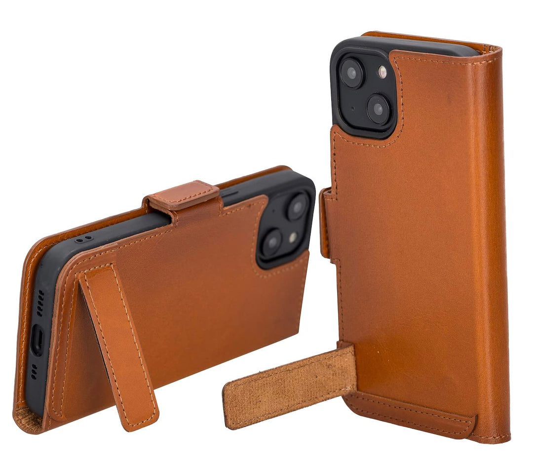 Solo Pelle aufklappbare Lederhülle kompatibel für iPhone 14 in 6.1 Zoll inkl. 1 Kartenfach für das o