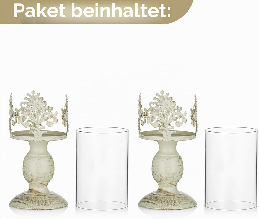NUPTIO 2 Stücke Vintag Design Geschnitzter Kerzenständer, Paket Aktualisiert Hochzeit Party Weihnach