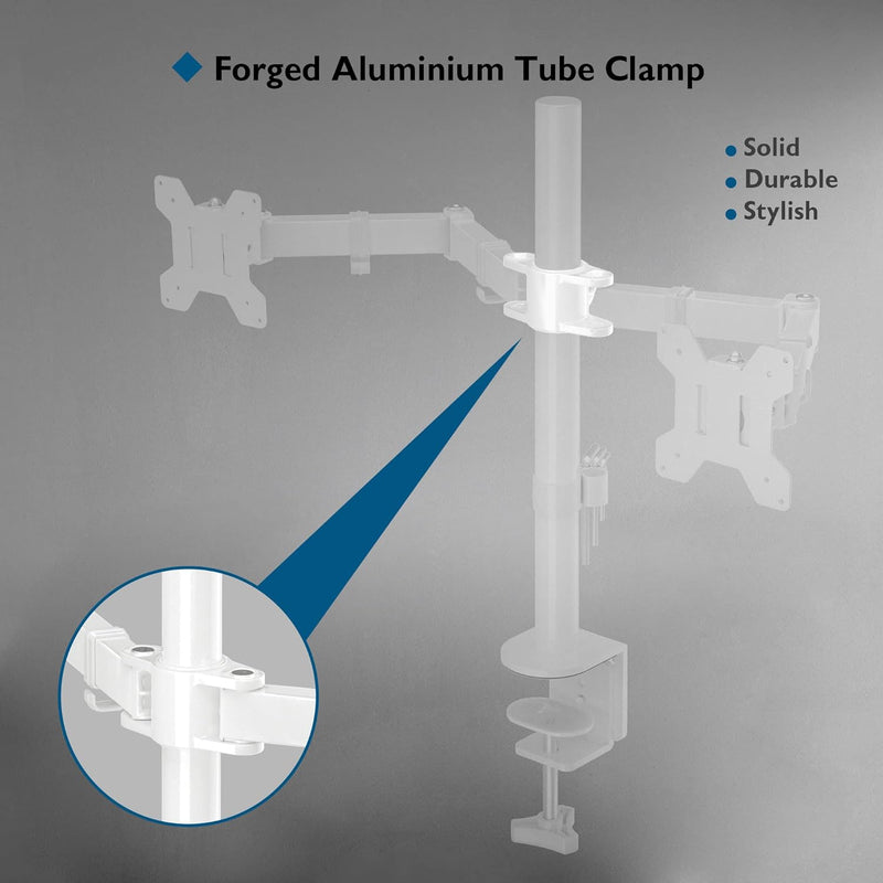BONTEC Monitor Halterung 2 Monitore für 13-27 Zoll Flach & Curved Bildschirm, Monitor Tischhalterung