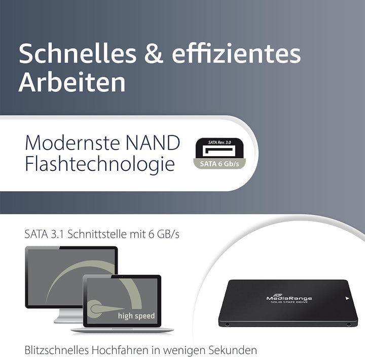 MediaRange Interne SSD Festplatte 480 GB - Solid State Drive 2,5’’ mit SATA III Schnittstelle und 3D