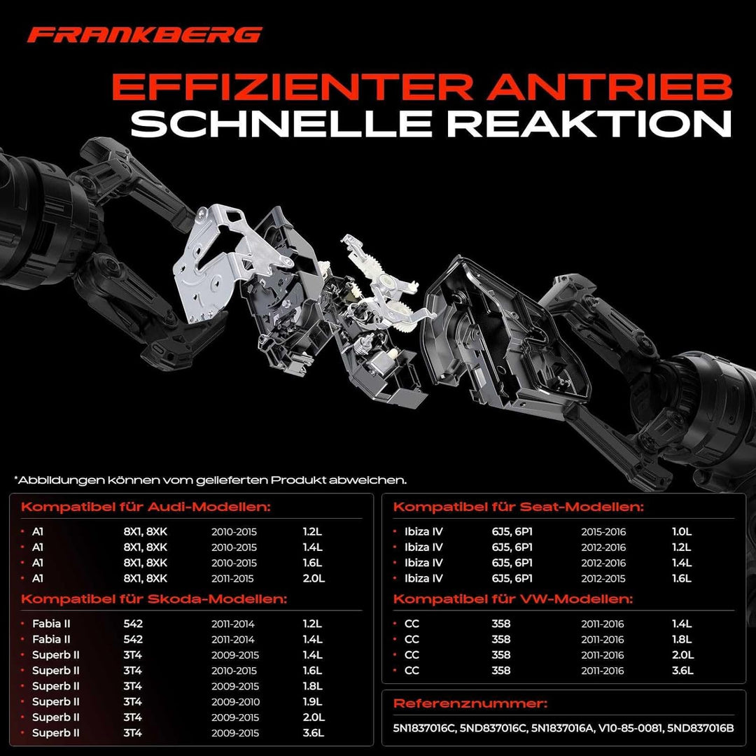 Frankberg Türschloss Stellmotor Vorne Rechts 6-Polig Kompatibel mit A1 2010-2015 Ibiza IV 2012-2016