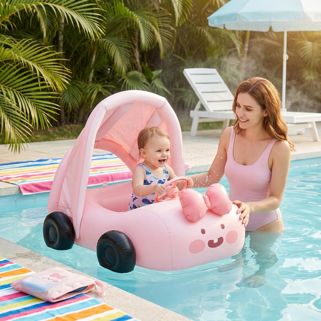 Baby-Schwimmbecken – Autoförmiges Kleinkind-Schwimmbecken mit Lenkrad, passend für Kinder von 6 Mona