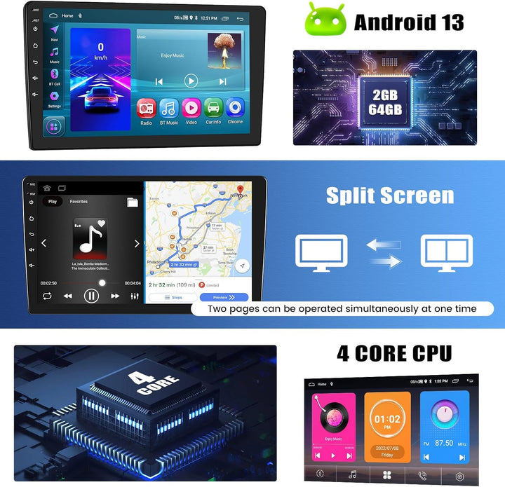 2G+64G CAMECHO Android Autoradio für Hyundai I30 2006-2011 mit Wireless Carplay Android Auto, 9 Zoll