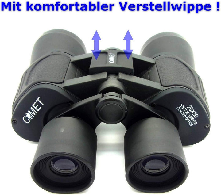 Comet Fernglas (20x50) Binocular Feldstecher Jagdfernglas Spektiv Fernrohr inkl. Tragekordel, Schult