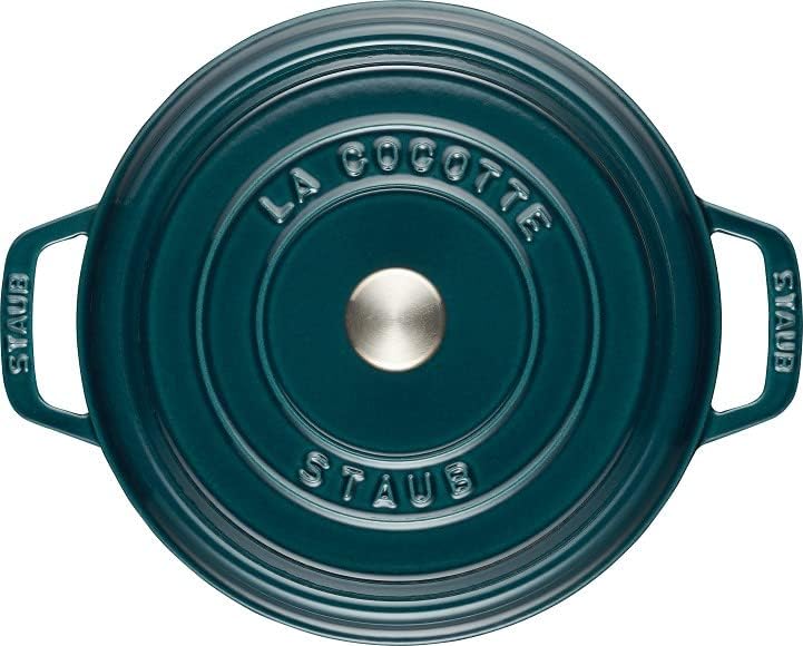 STAUB Cocotte, Gusseisen Bräter, Alle Herdarten inkl Induktion, Rund, 26 cm, 5,0 L, Petrol-Blau 26 c