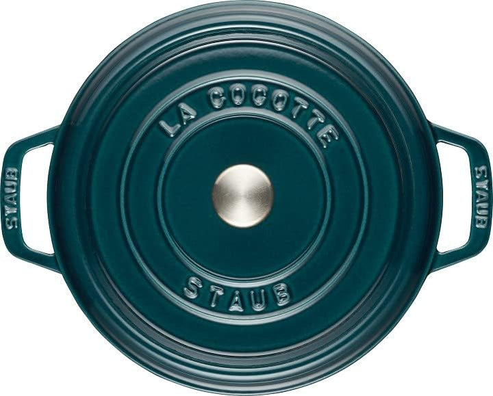 STAUB Cocotte, Gusseisen Bräter, Alle Herdarten inkl Induktion, Rund, 26 cm, 5,0 L, Petrol-Blau 26 c