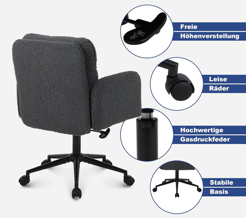 Youhauchair Schreibtischstuhl, Schminktisch Stuhl aus Kunstpelz, Bequemer Drehstuhl Schreibtisch Stu
