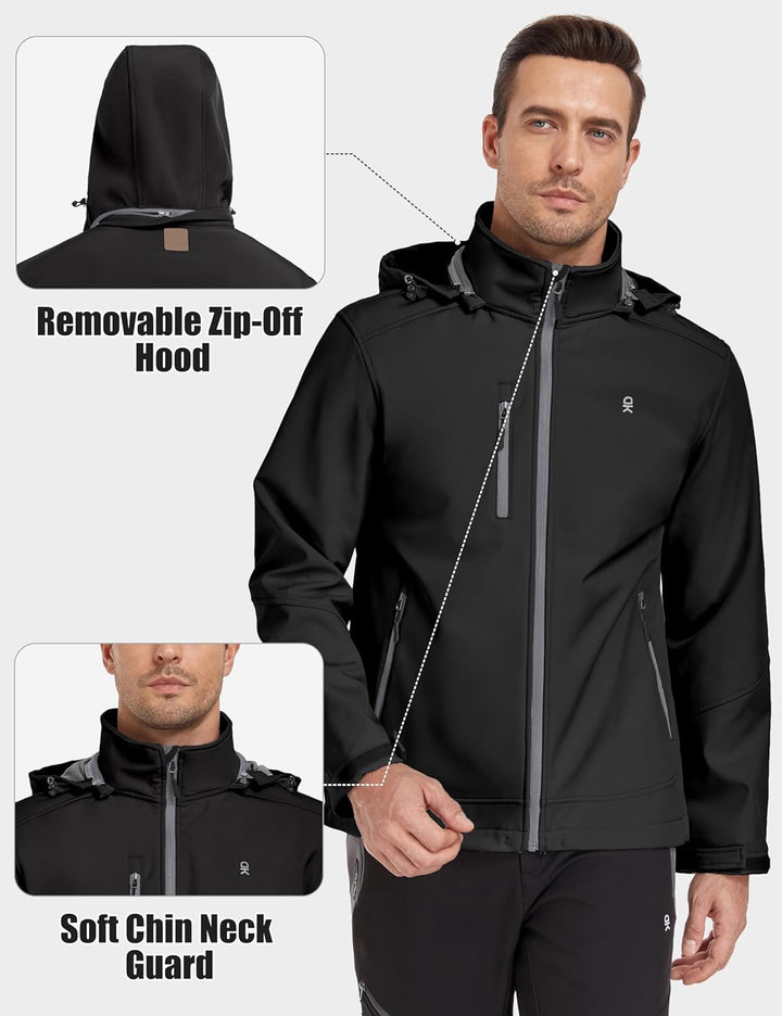 Little Donkey Andy Softshelljacke für Herren mit abnehmbarer Kapuze, Fleecefutter und Wasserabweisen