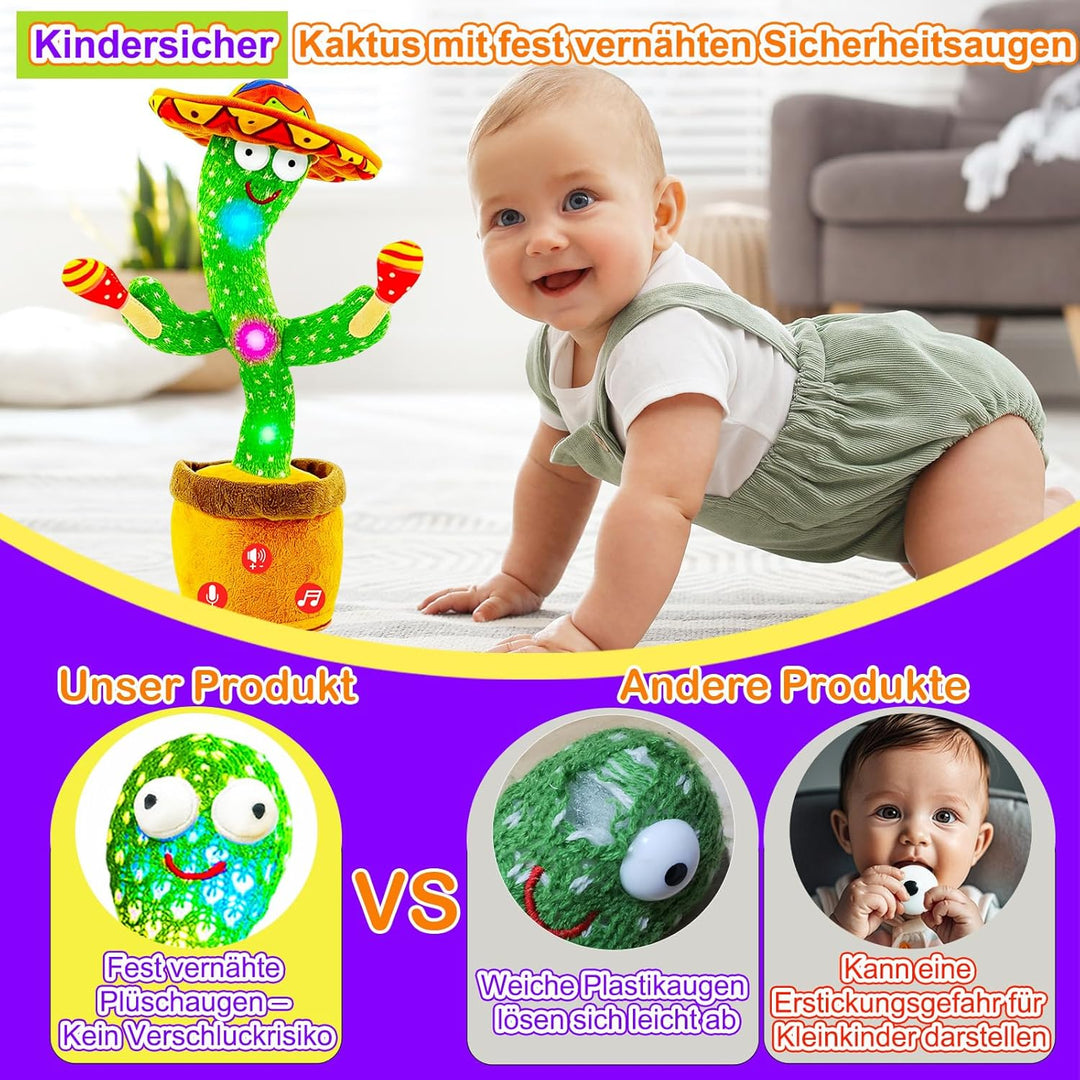 Tanzender Sprechender Kaktus Baby Spielzeug, Lautstärke einstellbar, Nachahmend Singend Wiederholend