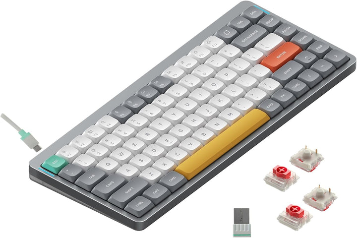 nuphy Air75 V2 Kabellose mechanische Tastatur, 84 Tasten RGB Hot-Swap Tastatur, unterstützt Bluetoot