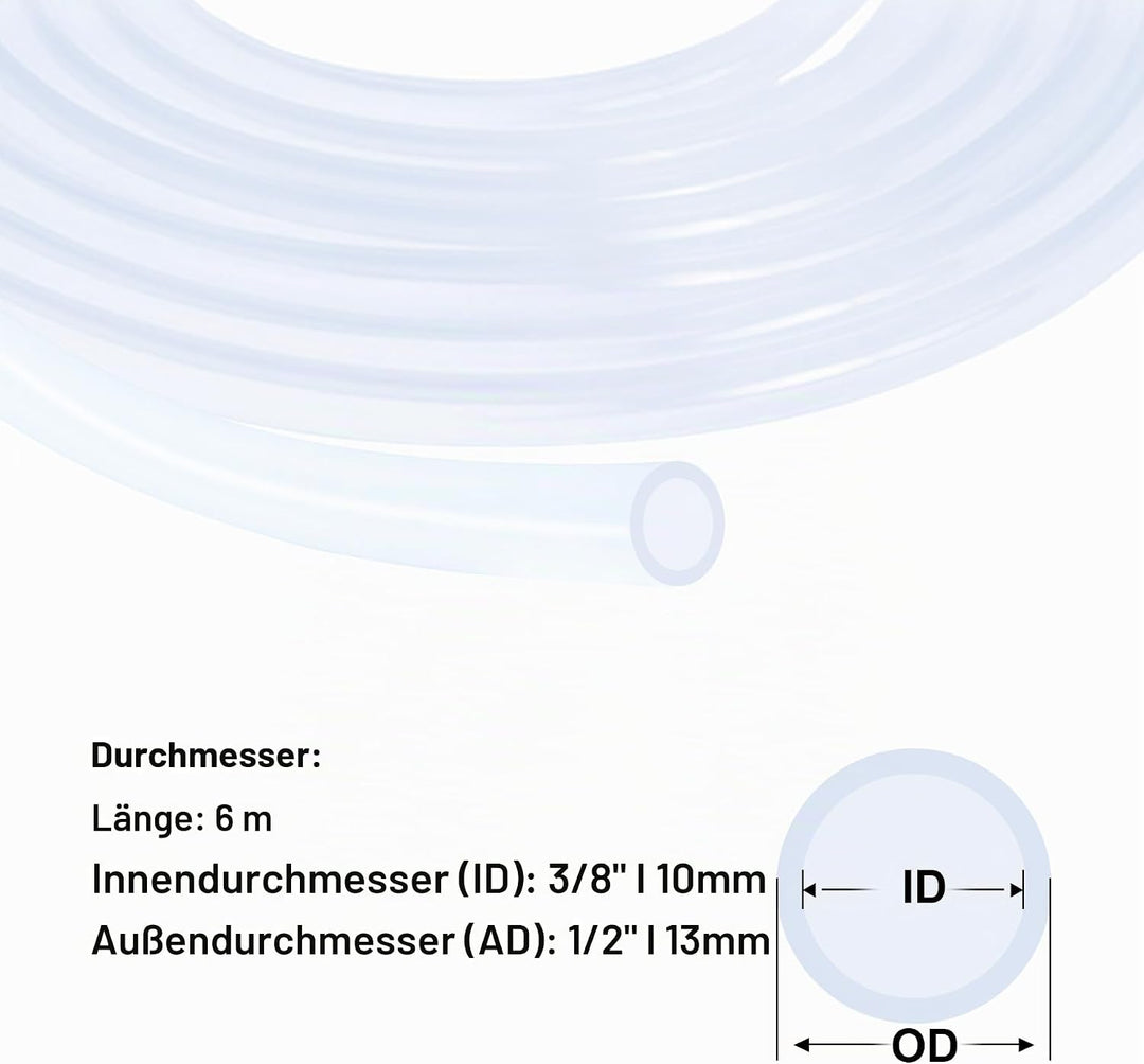 iMeistek Silikonschlauch 10mm ID x 13mm OD 6 Meter, Flexibler Lebensmitteltaugliche Schlauch Silikon
