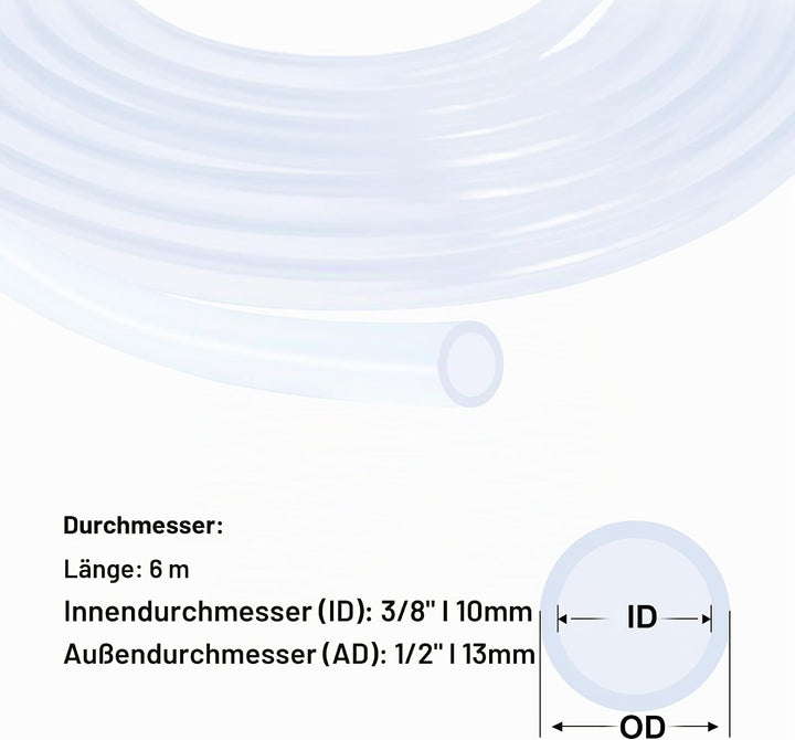 iMeistek Silikonschlauch 10mm ID x 13mm OD 6 Meter, Flexibler Lebensmitteltaugliche Schlauch Silikon