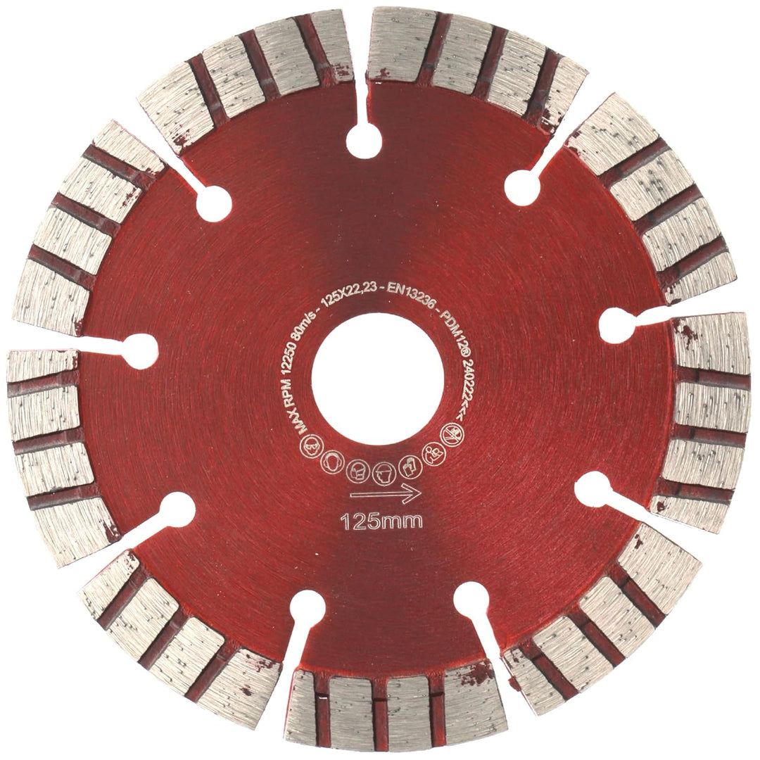 PRODIAMANT Turbo Diamant-Trennscheibe Beton 125mm x 22,23 mm Segmenthöhe 12mm 125/22,23mm, 125/22,23