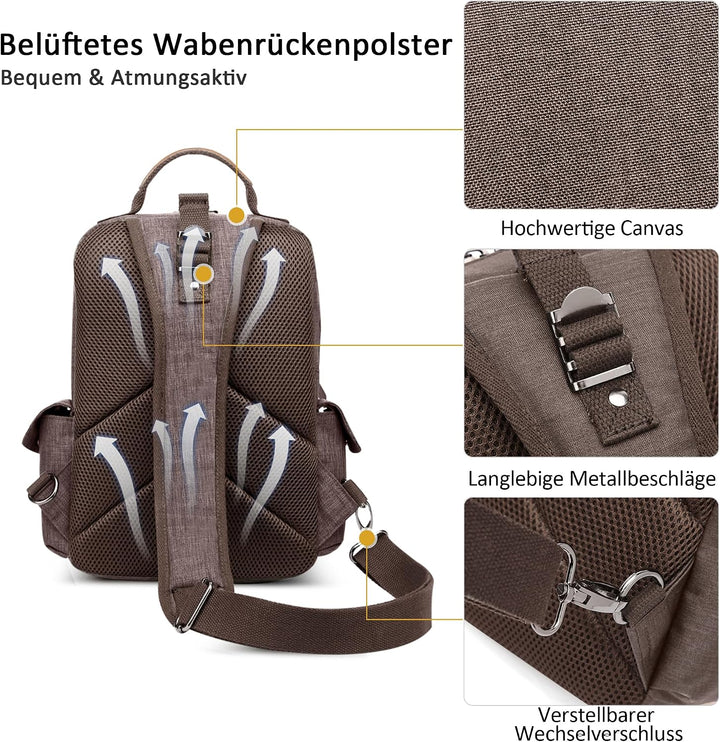 DORRISO Brusttasche Herren Mode Grosse Kapazität Schultertasche für 10,9 Zoll iPad mit Griff Mehrere