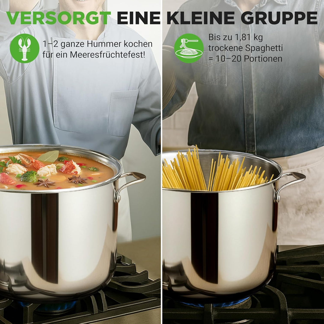 NutriChef Kochtopf Gross, 11,5L- Ø 26cm, Suppentopf Edelstahl Induktion für Alle Herdarten Geeignet,