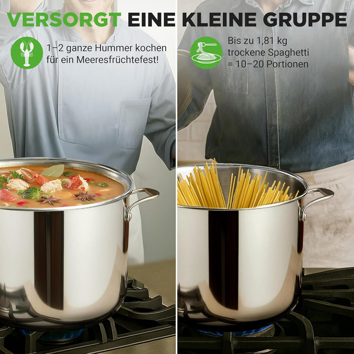NutriChef Kochtopf Gross, 11,5L- Ø 26cm, Suppentopf Edelstahl Induktion für Alle Herdarten Geeignet,