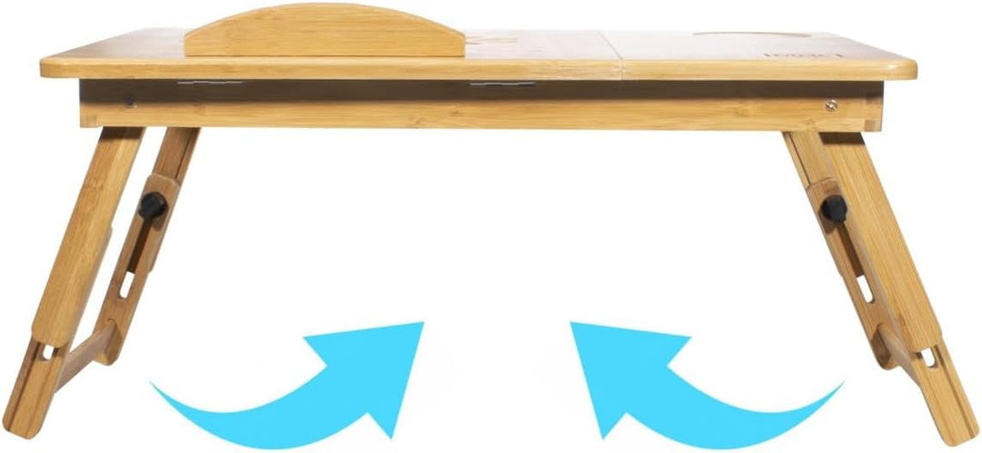 Laptop Betttisch Klappbar aus Bambus - Laptoptisch Höhenverstellbar für Couch - Bett Tisch für Lesen