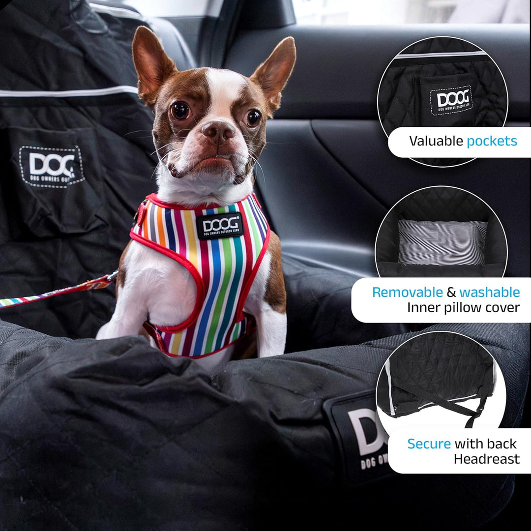 DOOG Hundeautositz für kleine bis mittelgrosse Hunde (zu 13,6 kg) | Bequemer und sicherer Reise-Boos