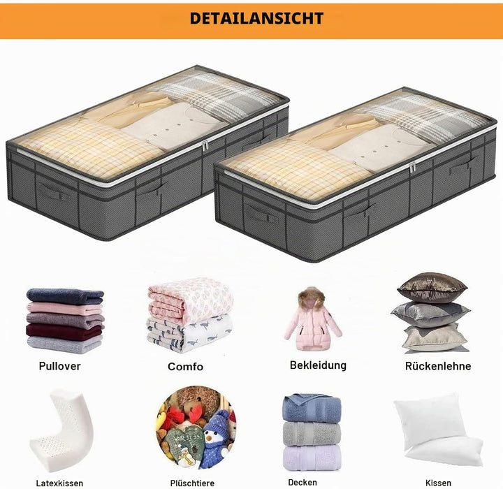 Unterbett Aufbewahrungsbox 2 Stück Unterbettkommode mit Sichtfenster, Faltbar, langlebigem Material