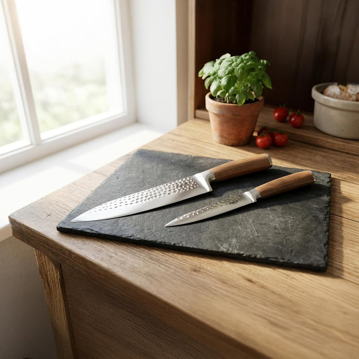 STONELINE Hammerschlag Damastmesser Allzweck-Messer 24 cm, extrem scharfe 12 cm Klinge aus 67 Lagen,