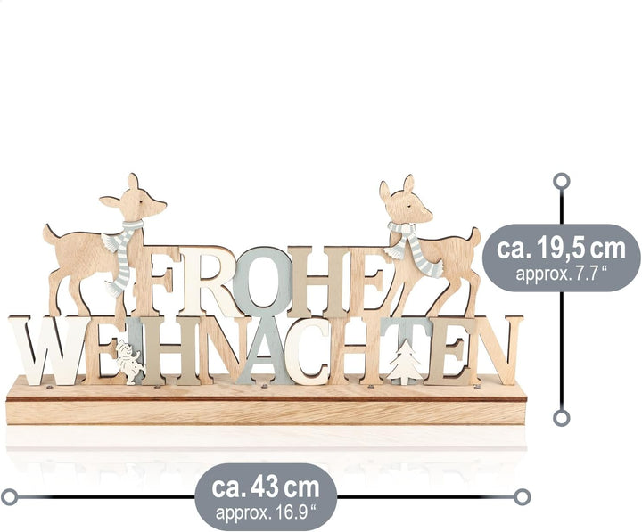 COM-FOUR® LED Deko Aufsteller aus Holz - beleuchteter Schriftzug auf Holzsockel - Deko-Schriftzug zu