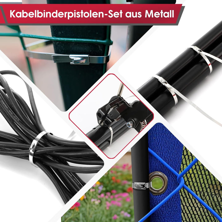 Kabelbinderzangen-Set mit 150 Kabelbindern Verstellbares Kabelbinder-Werkzeugset aus Metall zum Befe