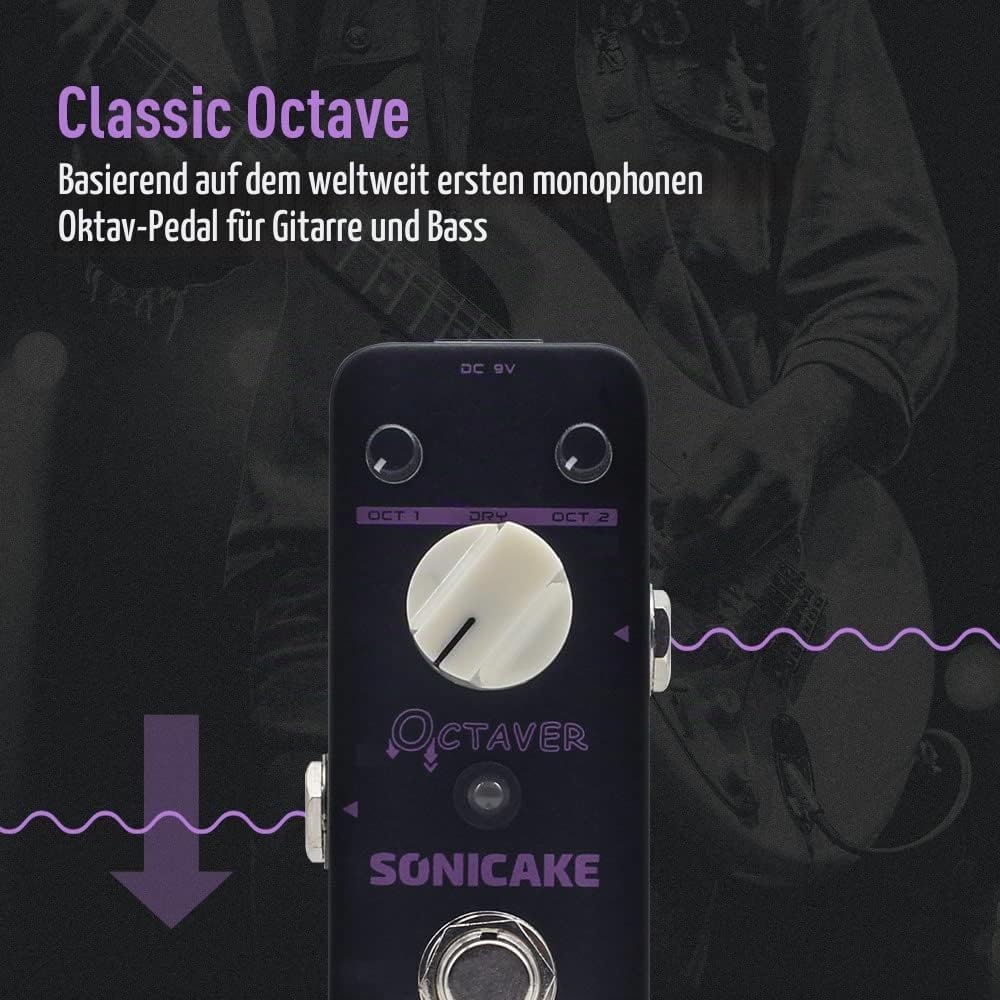 SONICAKE Octave Guitar Pedal Octave Gitarren Bass Effektpedal Analog Classic Octaver True Bypass, Oc