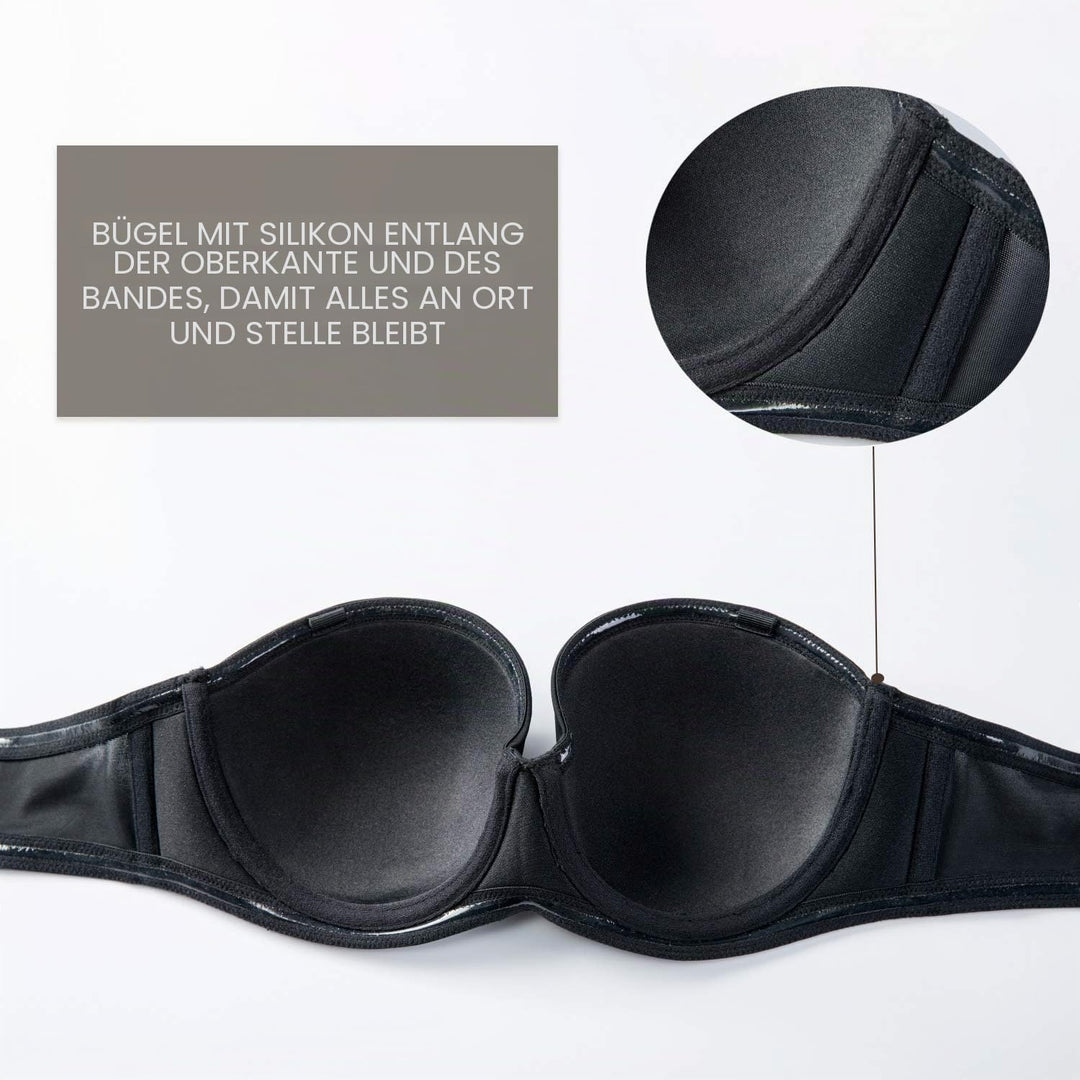 DELIMIRA Damen Trägerloser BH Grosse Grössen - Bügel BH mit Geformte Cups 70B Schwarz, 70B Schwarz