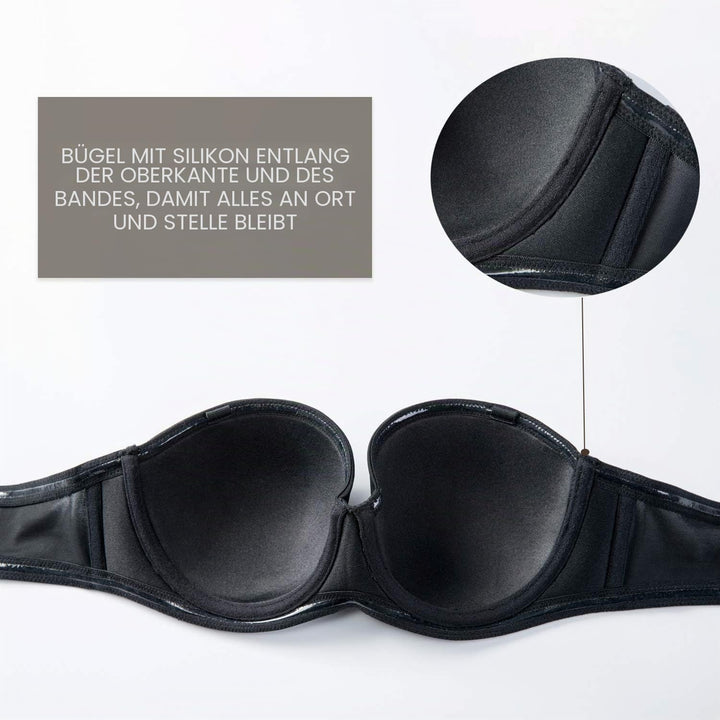DELIMIRA Damen Trägerloser BH mit bügel Grosse Grössen Seamless Dirndl BH mit Geformte Cups 70C Schw