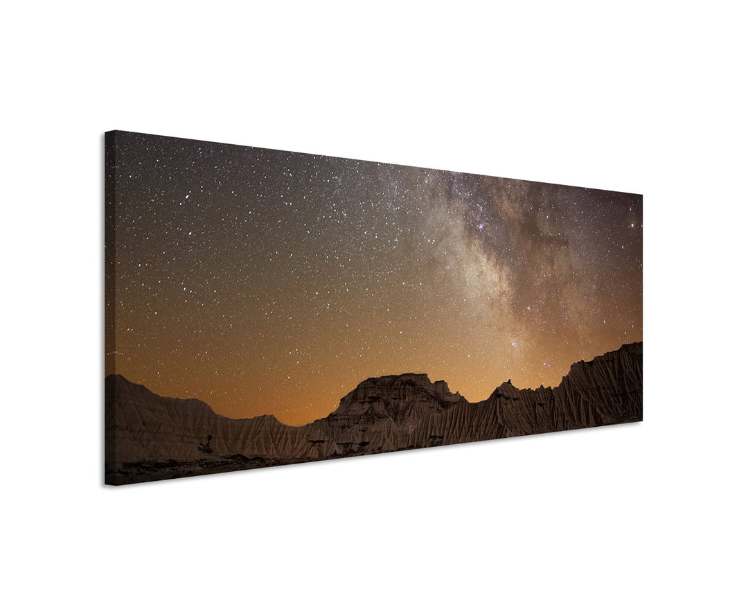 Paul Sinus Art Panorama Fotoleinwand 120x40cm Landschaftsfotografie – Milchstrasse über Bardenas, Sp