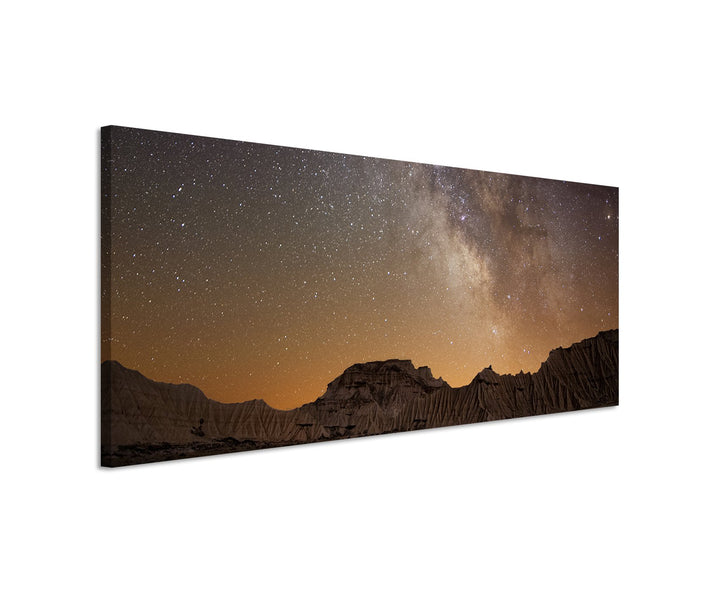 Paul Sinus Art Panorama Fotoleinwand 120x40cm Landschaftsfotografie – Milchstrasse über Bardenas, Sp