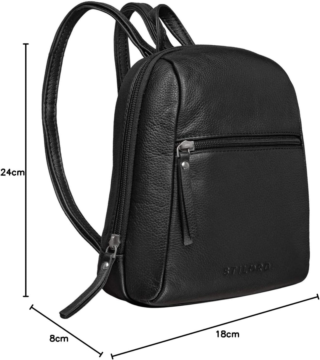 STILORD 'Lia' Mini Rucksack Damen Leder Kleiner Daypack Lederrucksack Vintage Rucksackhandtasche für