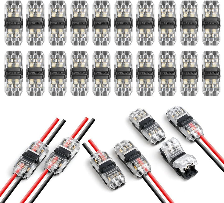 Flintronic 20 Stück H Verbinder, Niederspannung T Hahn Kabelverbinder, 2 Pin 2 Wege Kabelverbinder,