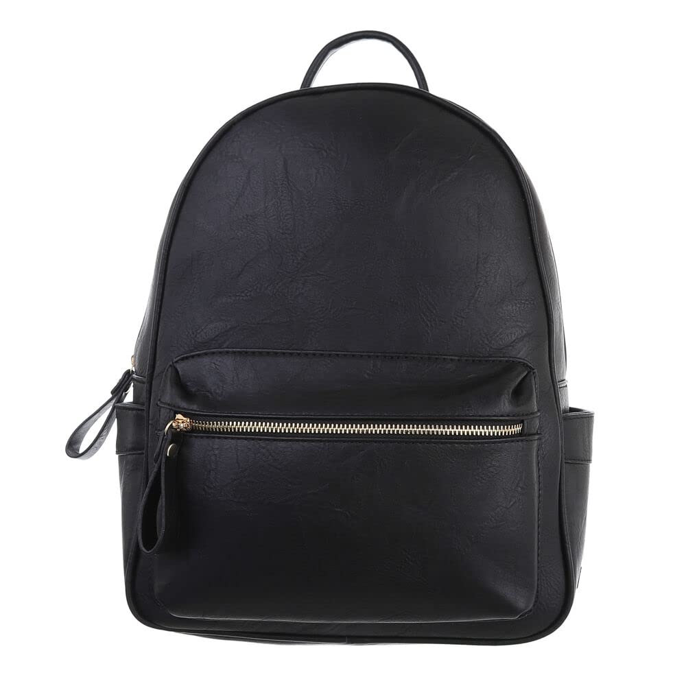 Ital Design KLEINE DAMEN RUCKSACK KUNSTLEDER USED OPTIK FREIZEITTASCHE Einheitsgrösse Schwarz, Einhe