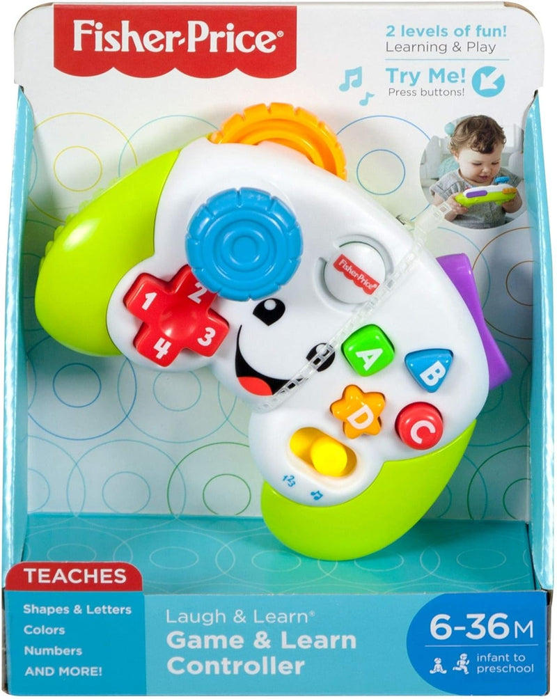 Fisher-Price Lernspass Spiel-Controller für Babys und Kleinkinder in Grün, Videospiel-Attrappe mit M