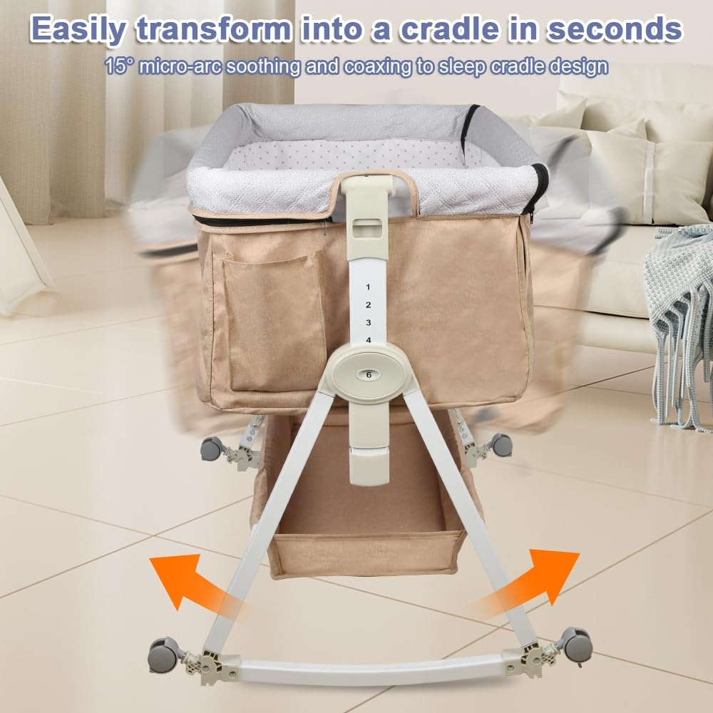 homewell 2 en 1 Lit Cododo Bebe Pliable, Berceau Cododo 0-30 Mois, 6 Réglages de Hauteur, Berceau bé