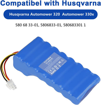 Exmate 18V 4000mAh Akku Ersatzakku für Husqvarna Automower 320, 330X, 420, 430, 430X, 440, 450X, 520