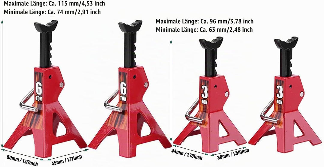 lyrlody 4Pcs RC-Wagenheber, Metall Jack Stands, für D90 Axial Wraith SCX10 RC-Raupenauto im Massstab