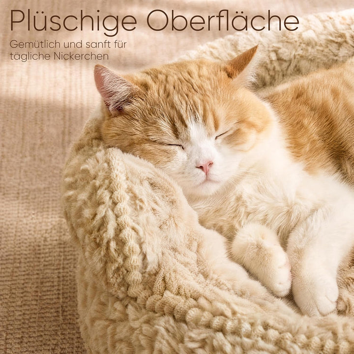 FUKUMARU Katzenbett, Katzenkorb mit erhöhtem Rand und niedriger Öffnung, Rutschfester Boden, weiche